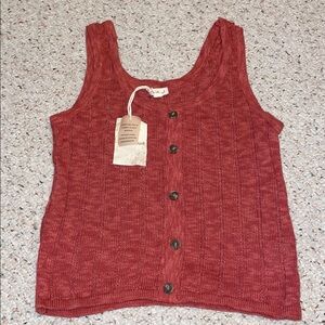 Hem & Thread Rust Button-Up Knit Tank